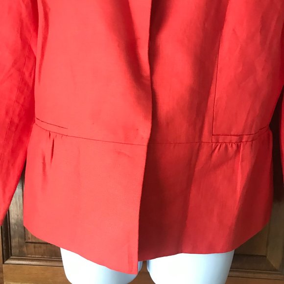 NWT Talbots Red Linen Jacket w/Peplum Size 12 - Picture 3 of 10